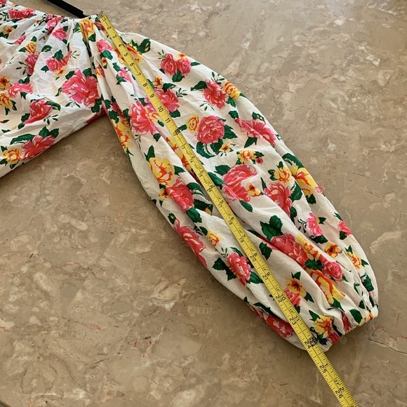 Olivaceous Romantic Floral Balloon‎ Sleeve Crop Blouse Top off the shoulders M - Picture 9 of 9